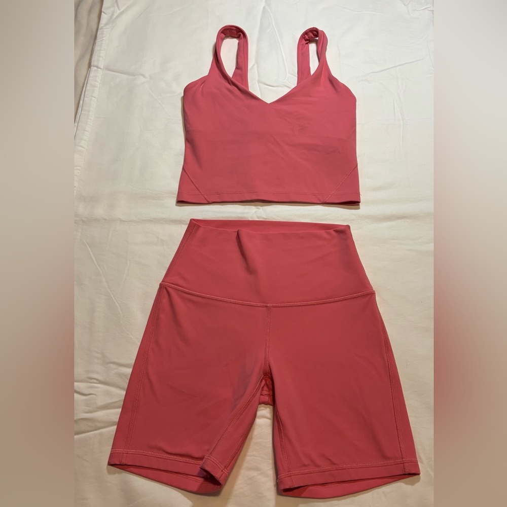 Lululemon Peach Tank Top & Bike Short Set, 2